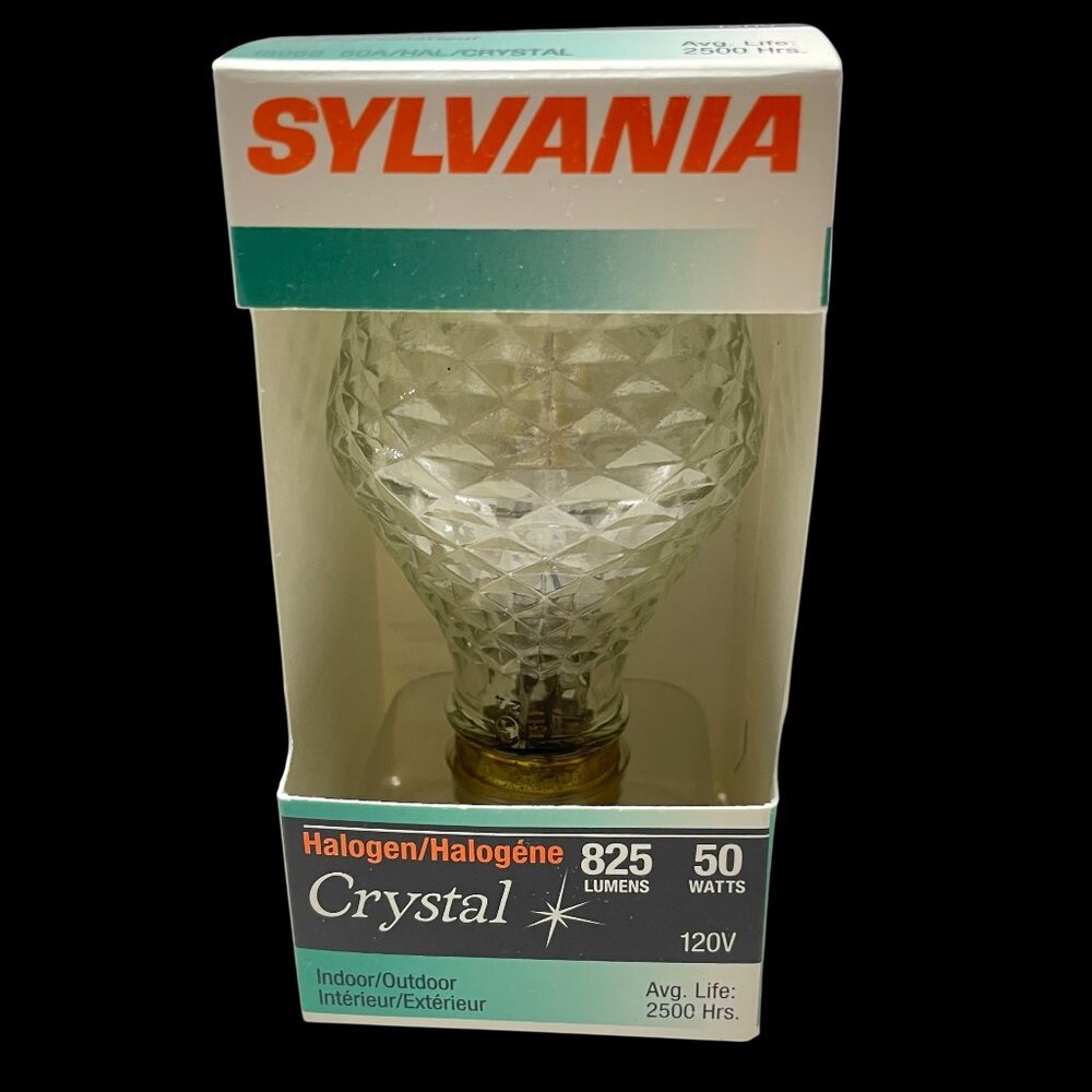 Sylvania Crystal 50W Halogen‎ Crystal Light Bulb NEW Sculpted Crystal Glass
